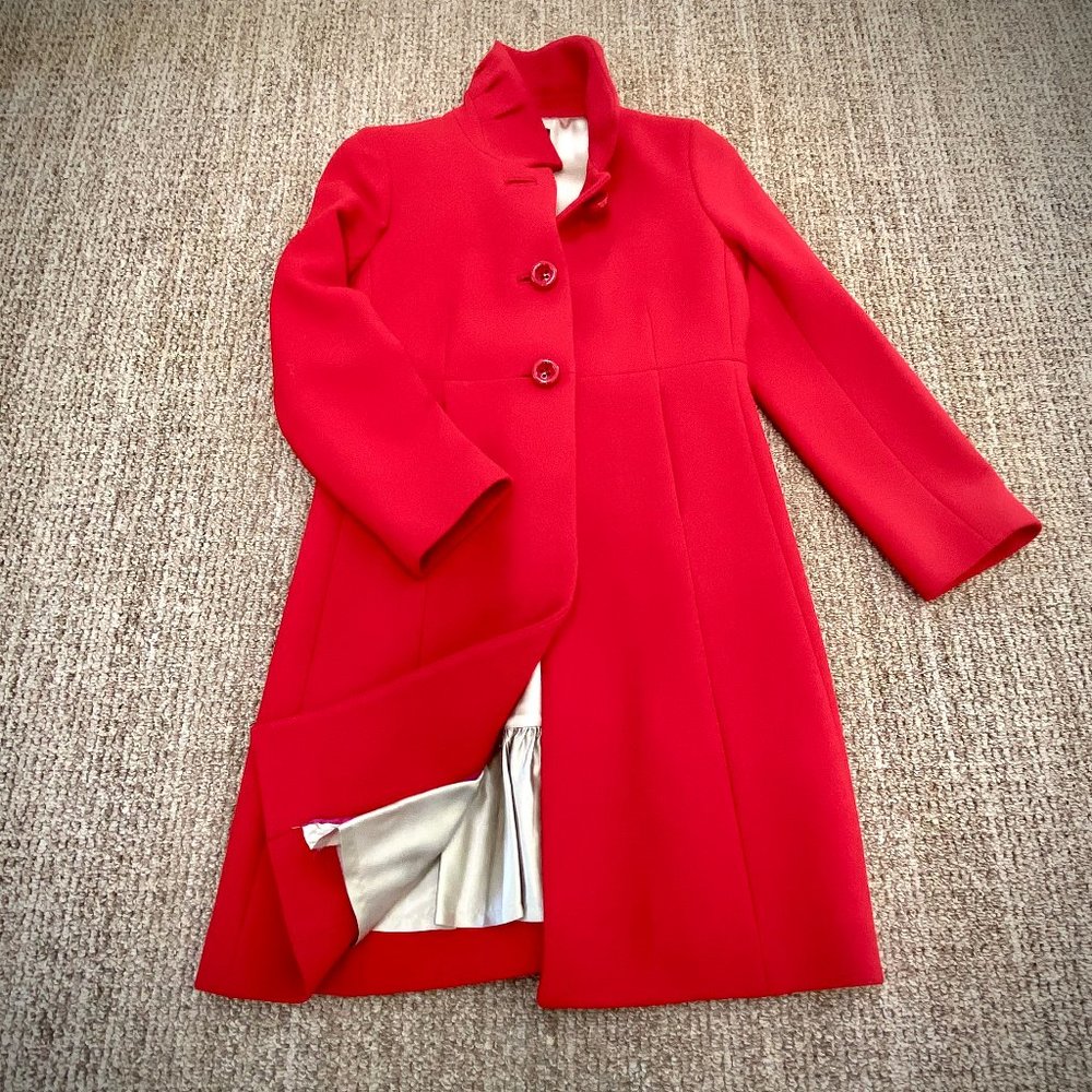 🍁 J.Crew Red Wool Sybil Coat Size 6 - Picture 7 of 13